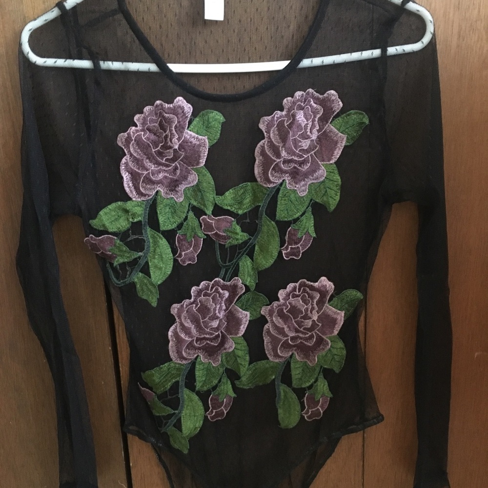 Mesh Embroidered Bodysuit